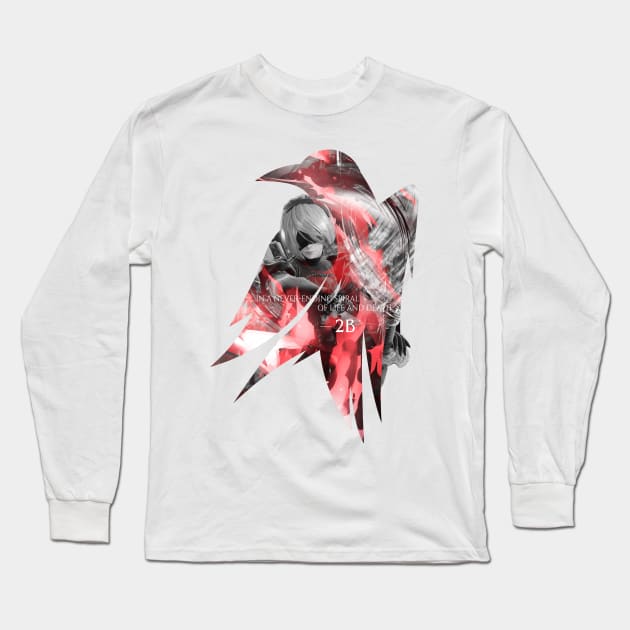 Raven's cloak Yorha 2B thoughts Long Sleeve T-Shirt by stingi